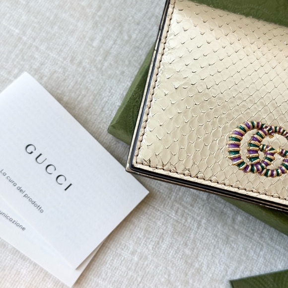 GUCCI GG Marmont Python Card Case Wallet / Gold - Picture 6 of 15